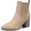 image:imageDREAM PAIRS Womens Ankle Boots Pointed Toe Chunky Block Heel Ankle Bootie Fall Short Booties ShoesNude