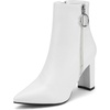 image:imageDREAM PAIRS Womens Chunky Heel Ankle Booties Pointed Toe Short BootsWhitePu3