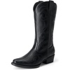 image:imageDREAM PAIRS Womens Cowboy Boots Mid Calf Cowgirl Boots Square Toe Chunky Heel Embroidery Stitched Western BootsAll Black