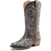 image:imageDREAM PAIRS Womens Cowboy Boots Mid Calf Cowgirl Boots Square Toe Chunky Heel Embroidery Stitched Western BootsBrown