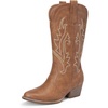 image:imageDREAM PAIRS Womens Cowboy Cowgirl Boots Embroidered Pointed Toe Low Heel Western Mid Calf Boot for Theme Party Country ConcertBrown