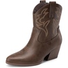 image:imageDREAM PAIRS Womens Cowboy Cowgirl Boots Embroidered Stitched Short Western Boots Low Chunky Heel Pointed Toe Ankle BootiesBrown
