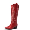 image:imageDREAM PAIRS Womens Embroidered Western PullOn KneeHigh Cowboy BootsRed