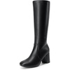 image:imageDREAM PAIRS Womens Gogo Boots Square Toe Side Zipper Chunky Heel Knee High Boots For WomenBlack