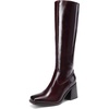 image:imageDREAM PAIRS Womens Knee High Boots Chunky Heel Square Toe Tall Boot for Women with Side ZipperBurgundy