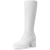 image:imageDREAM PAIRS Womens Knee High Boots Chunky Platform Heel Round Toe Boots for Women Side Zipper Stylish Comfortable Tall BootsWhite