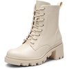 image:imageDREAM PAIRS Womens Lace Up Combat Ankle Boots Fashion Low Chunky Heel Lug Sole Fall Heeled Booties ShoesBeige