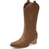 image:imageDREAM PAIRS Womens Square Toe Cowboy Mid Calf Western BootsTan