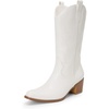 image:imageDREAM PAIRS Womens Square Toe Cowboy Mid Calf Western BootsWhitepu