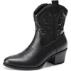 image:imageDREAM PAIRS Womens Western Cowboy Cowgirl Embroidered Ankle Boots Fashion Low chunky Heel Round Toe Fall Short Booties ShoesBlack
