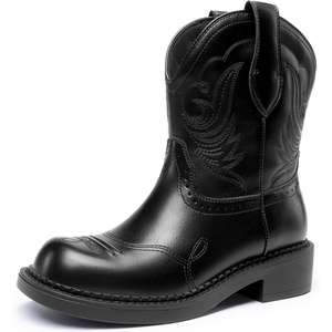 image:imageDREAM PAIRS Cowboy Cowgirl Boots for Women Round Toe Embroidered Mid Calf Western Boots for Work Country Concerts Rodeos Casual OutingsBlack