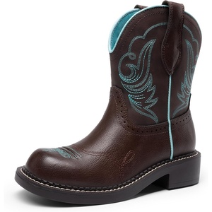 image:imageDREAM PAIRS Cowboy Cowgirl Boots for Women Round Toe Embroidered Mid Calf Western Boots for Work Country Concerts Rodeos Casual OutingsBrown
