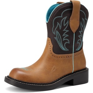 image:imageDREAM PAIRS Cowboy Cowgirl Boots for Women Round Toe Embroidered Mid Calf Western Boots for Work Country Concerts Rodeos Casual OutingsBrownTan