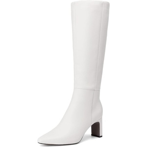 image:imageDREAM PAIRS Knee High Boots Women Chunky Block Heel Square Toe Side Zipper Tall Boots for WomenWhite