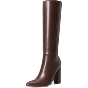 image:imageDREAM PAIRS Knee High Boots Women Chunky Heel Pointed Toe Tall Boots for Women Side Zipper Long BootsBrown