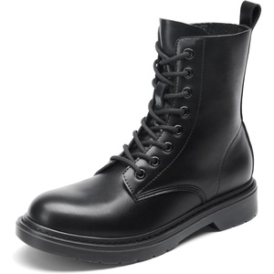 image:imageDREAM PAIRS Women Combat Boots Laceup Low Heel Ankle BootiesBlackpu