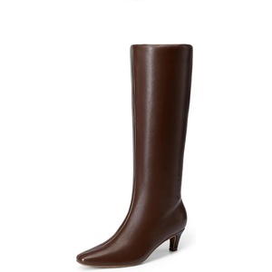 image:imageDREAM PAIRS Women Knee High Boots 2 Inch Kitten Heel Fashion Square Toe Wide Calf Long BootsBrown