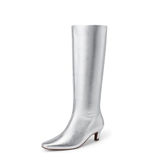 image:imageDREAM PAIRS Women Knee High Boots 2 Inch Kitten Heel Fashion Square Toe Wide Calf Long BootsSilver