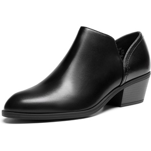 image:imageDREAM PAIRS Womens Ankle Boots Fall Boots Leather Thick Heel Side Zip Women Low Chunky Heeled BootiesBlackpu
