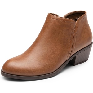 image:imageDREAM PAIRS Womens Ankle Boots Low Chunky Heel Comfortable Short Fall Booties ShoesBrownpu