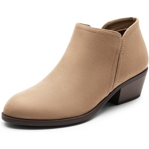 image:imageDREAM PAIRS Womens Ankle Boots Low Chunky Heel Comfortable Short Fall Booties ShoesNudesuede