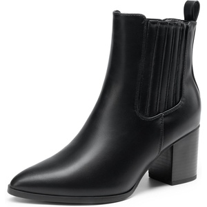 image:imageDREAM PAIRS Womens Ankle Boots Pointed Toe Chunky Block Heel Ankle Bootie Fall Short Booties ShoesBlackpu
