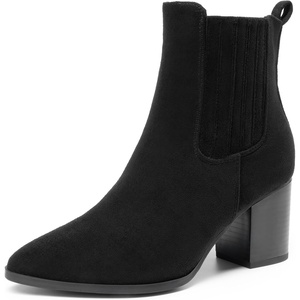image:imageDREAM PAIRS Womens Ankle Boots Pointed Toe Chunky Block Heel Ankle Bootie Fall Short Booties ShoesBlacksuede