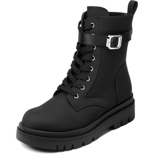 image:imageDREAM PAIRS Womens Combat Platform Boots Lace Up Lug Sole Buckle Ankle Booties ShoesBlack