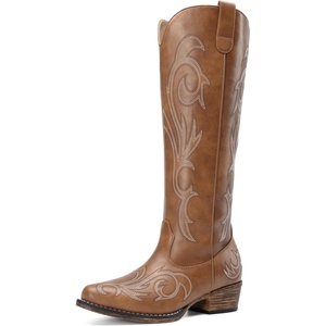 image:imageDREAM PAIRS Womens Cowboy Knee High Western BootsBrown