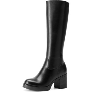 image:imageDREAM PAIRS Womens Knee High Boots Chunky Platform Heel Round Toe Boots for Women Side Zipper Stylish Comfortable Tall BootsBlack