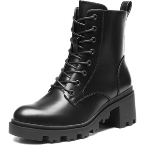 image:imageDREAM PAIRS Womens Lace Up Combat Ankle Boots Fashion Low Chunky Heel Lug Sole Fall Heeled Booties ShoesBlack