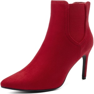 image:imageDREAM PAIRS Womens Pointed Toe Stiletto High Heel Ankle BootiesKizzy1 RedSuede