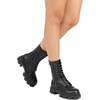 image:imageDREAM PAIRS Womens Combat Boots Lace up Mid Calf Boots Low Heel Chunky Platform Lug Sole Riding BootsBlackPu