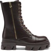image:imageDREAM PAIRS Womens Combat Boots Lace up Mid Calf Boots Low Heel Chunky Platform Lug Sole Riding BootsBrownpu