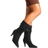 image:imageDREAM PAIRS Womens High Heel Mid Calf Boots Slouchy Pointed Toe Fall BootsBlackK