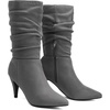 image:imageDREAM PAIRS Womens High Heel Mid Calf Boots Slouchy Pointed Toe Fall BootsLight GreyK