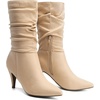 image:imageDREAM PAIRS Womens High Heel Mid Calf Boots Slouchy Pointed Toe Fall BootsNudeK