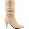 image:imageDREAM PAIRS Womens High Heel Mid Calf Boots Slouchy Pointed Toe Fall BootsNudeK