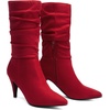 image:imageDREAM PAIRS Womens High Heel Mid Calf Boots Slouchy Pointed Toe Fall BootsRedK