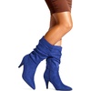 image:imageDREAM PAIRS Womens High Heel Mid Calf Boots Slouchy Pointed Toe Fall BootsRoyal BlueK