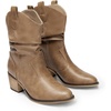 image:imageDREAM PAIRS Womens Modern Western Cowboy Boots Mid Calf Round toe Chunky Heel Cowgirl Country Ankle Boots with Pull On TabsMocha
