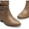 image:imageDREAM PAIRS Womens Modern Western Cowboy Boots Mid Calf Round toe Chunky Heel Cowgirl Country Ankle Boots with Pull On TabsMocha