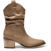 image:imageDREAM PAIRS Womens Modern Western Cowboy Boots Mid Calf Round toe Chunky Heel Cowgirl Country Ankle Boots with Pull On TabsMocha