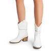 image:imageDREAM PAIRS Womens Modern Western Cowboy Boots Mid Calf Round toe Chunky Heel Cowgirl Country Ankle Boots with Pull On TabsWhite