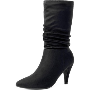 image:imageDREAM PAIRS Womens High Heel Mid Calf Boots Slouchy Pointed Toe Fall BootsBlackK