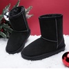 image:imageDREAM PAIRS Girls Boys Boots Kids Faux Fur Lined Winter Snow FuzzyClassic Kids Mid BootBlack