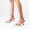 image:imageDREAM PAIRS Kitten Heels Rhinestone Bow Ankle Strap Stiletto Pointed Closed Toe Heels for Women Pumps Wedding Bridal Party Dress ShoesGold