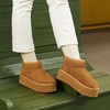 image:imageDREAM PAIRS Platform Mini Boots for Women Suede Genuine Leather Classic Winter Ankle Snow Boots with Memory Foam Insole Lightweight AntiSlip Outsole FuzzyClassicChestnut