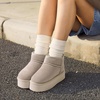 image:imageDREAM PAIRS Platform Mini Boots for Women Suede Genuine Leather Classic Winter Ankle Snow Boots with Memory Foam Insole Lightweight AntiSlip Outsole FuzzyClassicSand