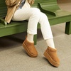 image:imageDREAM PAIRS Platform Mini Boots for Women Suede Genuine Leather Classic Winter Ankle Snow Boots with Memory Foam Insole Lightweight AntiSlip Outsole FuzzyClassicChestnut